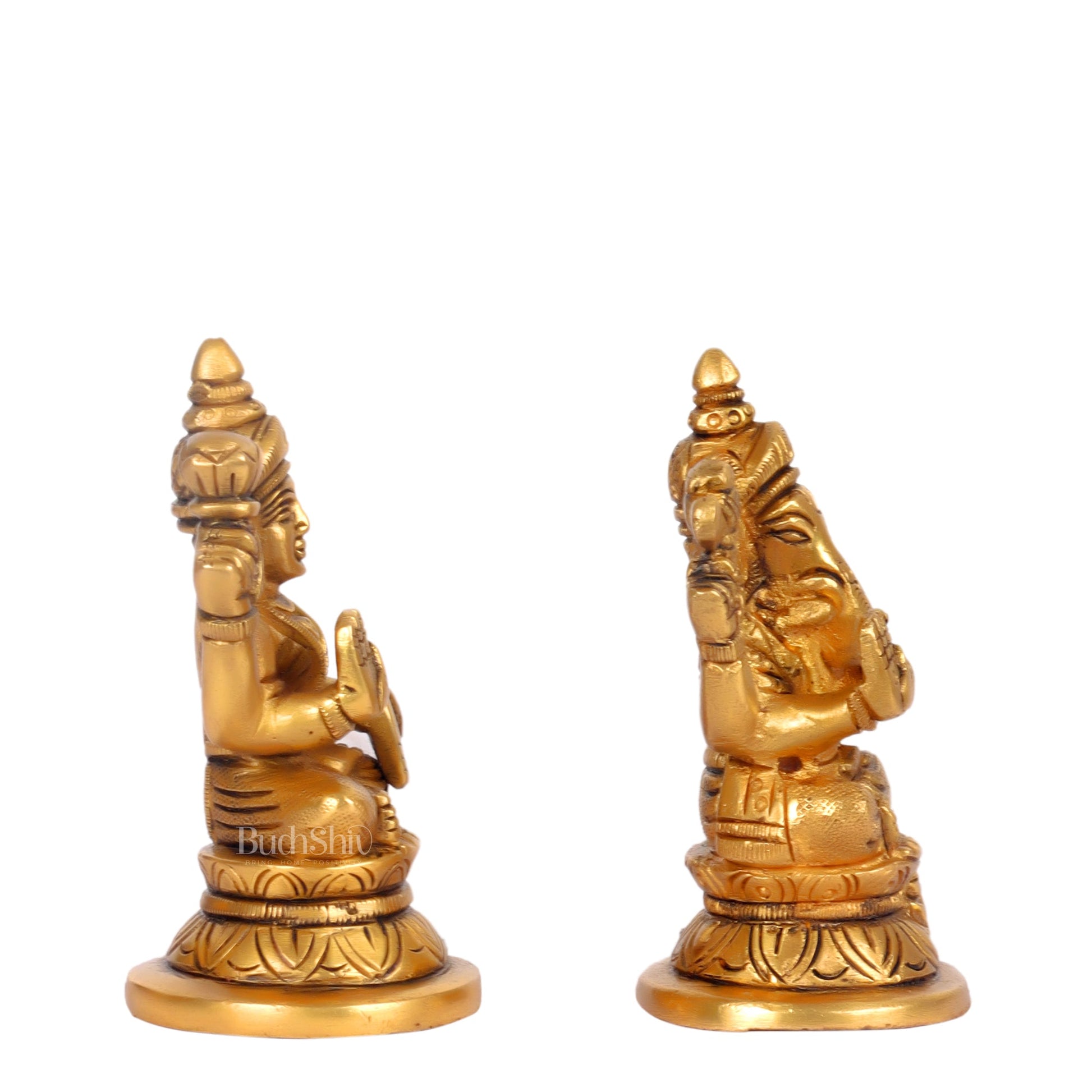 Superfine Brass Ganesha and Lakshmi Idols for Home Temples