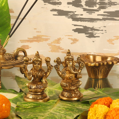 Superfine Brass Ganesha and Lakshmi Idols for Home Temples