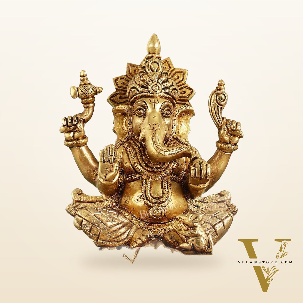 Superfine Brass Ganesha Idol - 7 Inch