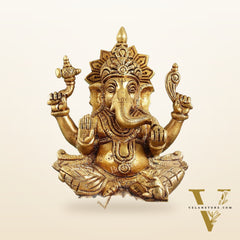 Superfine Brass Ganesha Idol - 7 Inch