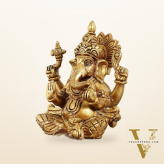 Superfine Brass Ganesha Idol - 7 Inch