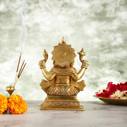 Superfine Brass Ganesha Idol - 7 Inch