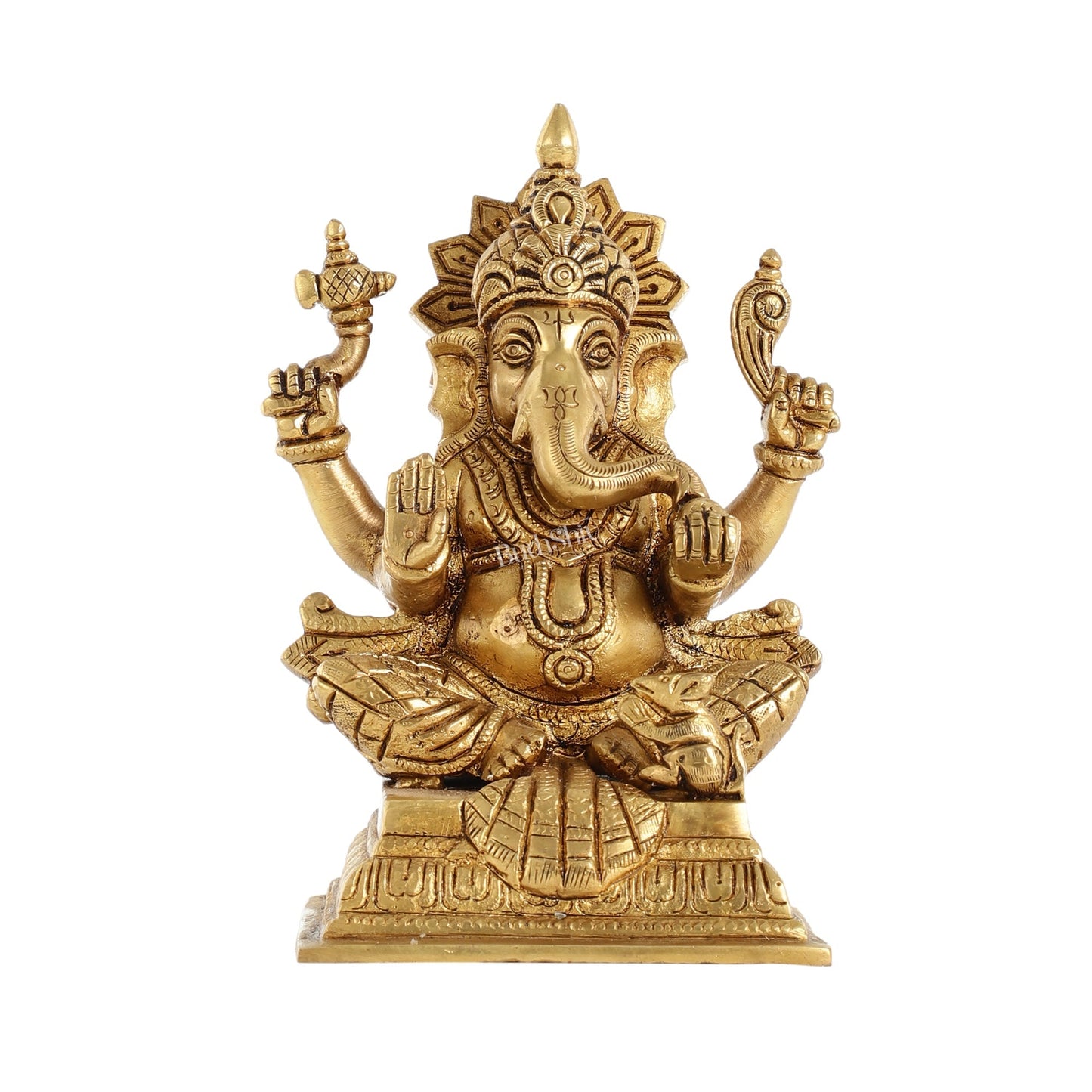 Superfine Brass Ganesha Idol - 7 Inch