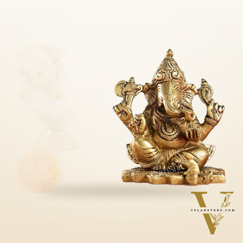 Superfine Brass Ganesha Idol | Height 4 inch