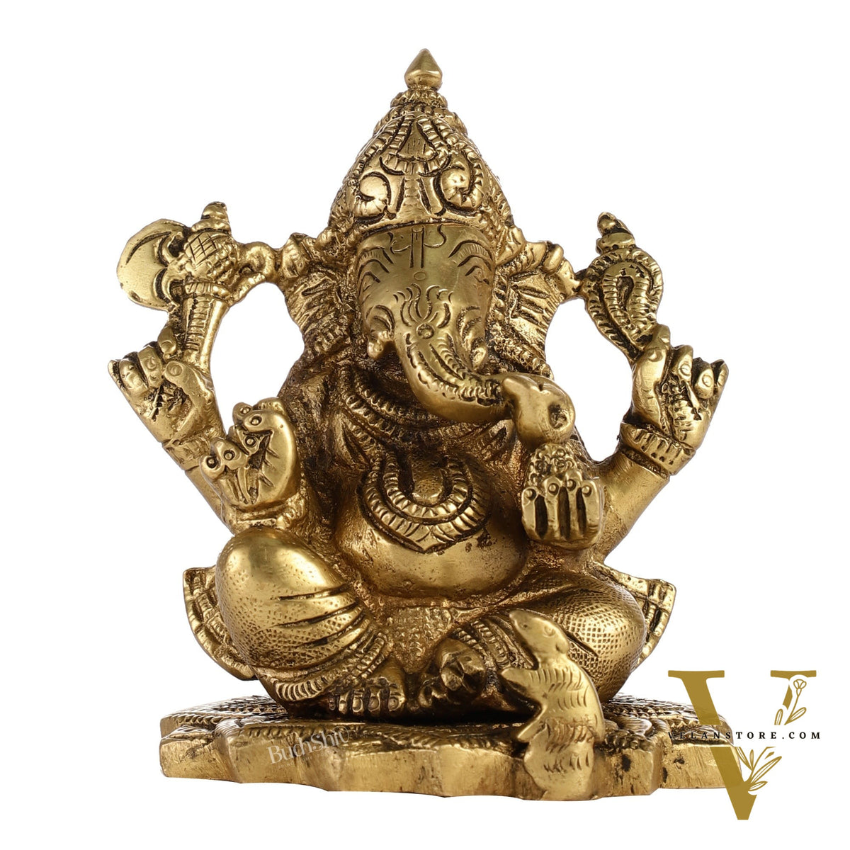 Superfine Brass Ganesha Idol | Height 4 inch