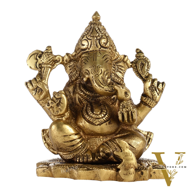 Superfine Brass Ganesha Idol | Height 4 inch