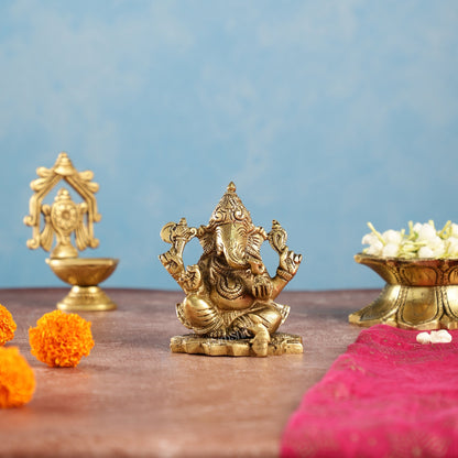Superfine Brass Ganesha Idol | Height 4 inch
