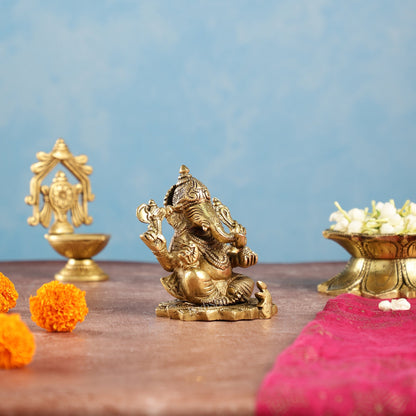 Superfine Brass Ganesha Idol | Height 4 inch