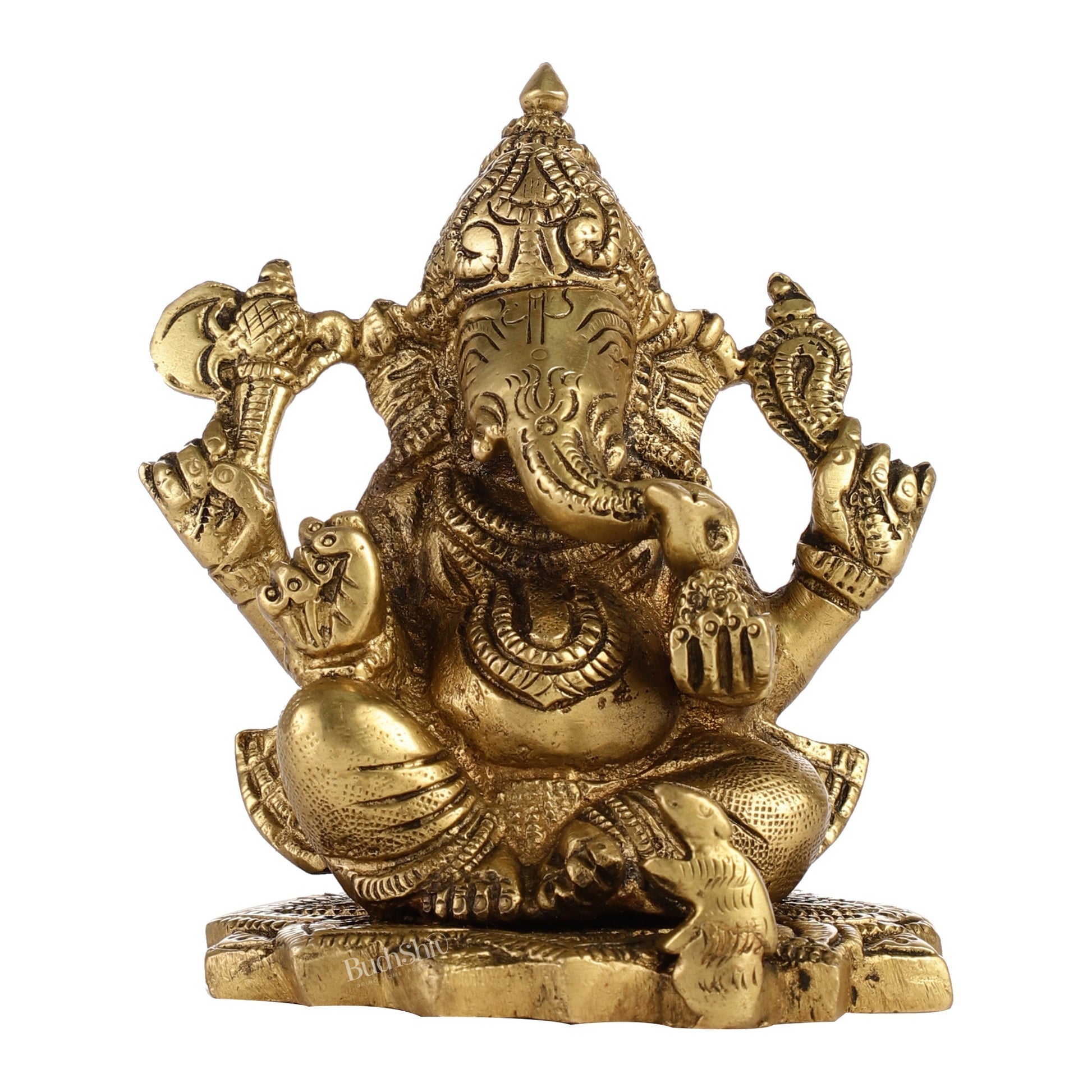 Superfine Brass Ganesha Idol | Height 4 inch