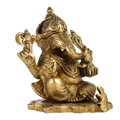 Superfine Brass Ganesha Idol | Height 4 inch