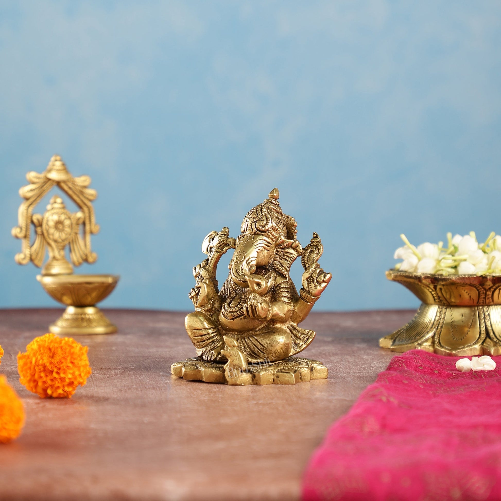 Superfine Brass Ganesha Idol | Height 4 inch