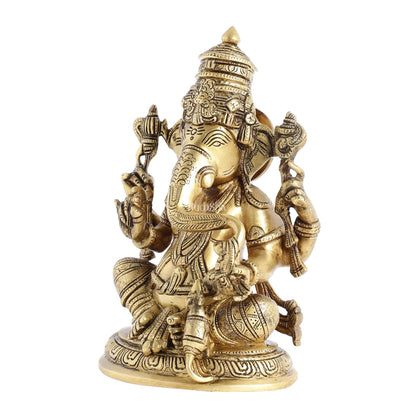 Superfine Brass Ganesha Idol Statue Murti - 11 inch