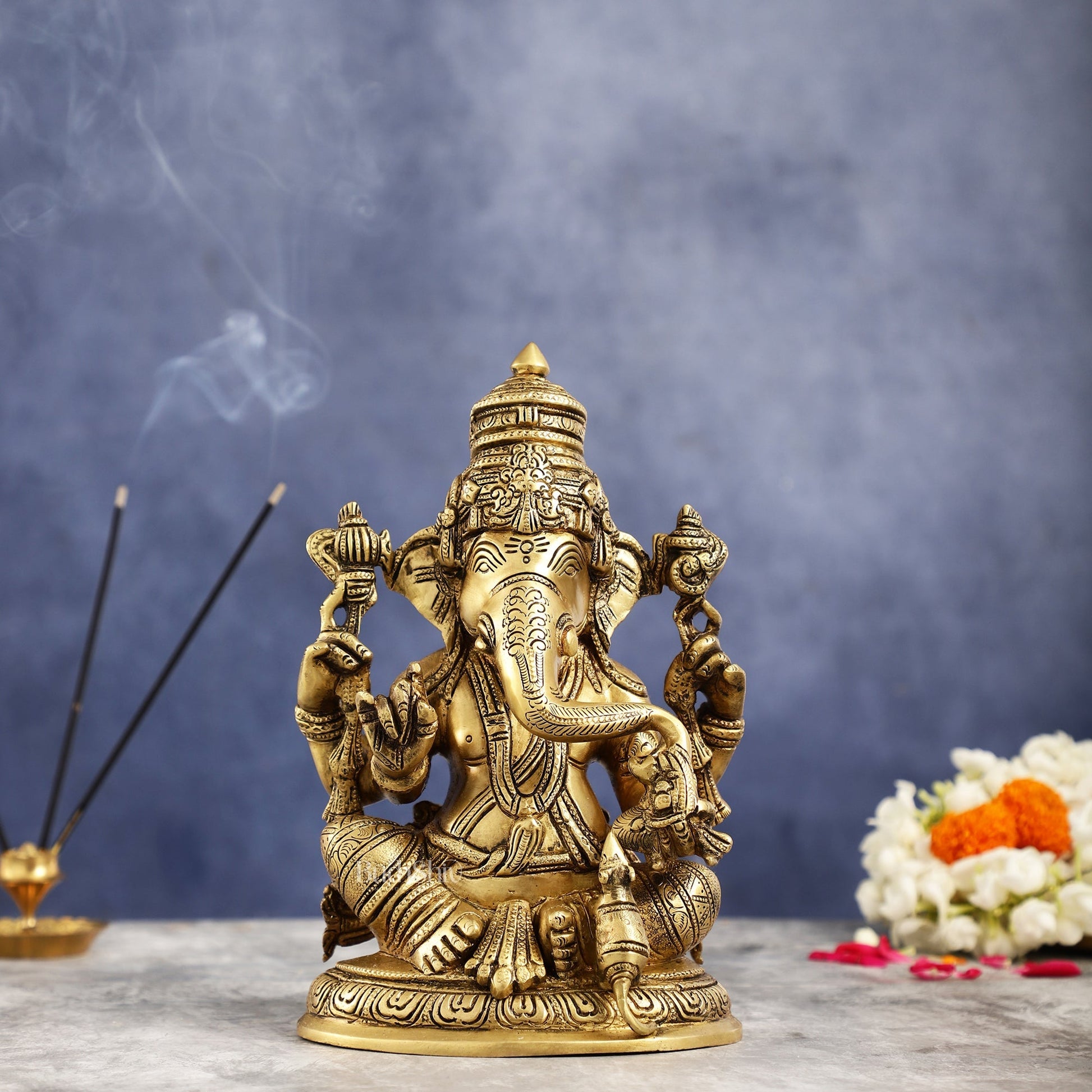 Superfine Brass Ganesha Idol Statue Murti - 11 inch