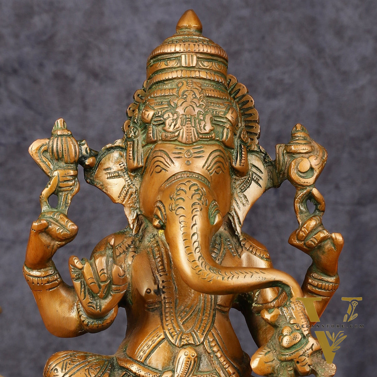 Superfine Brass Ganesha Idol Statue Murti - 12" Antique Bronze Finish