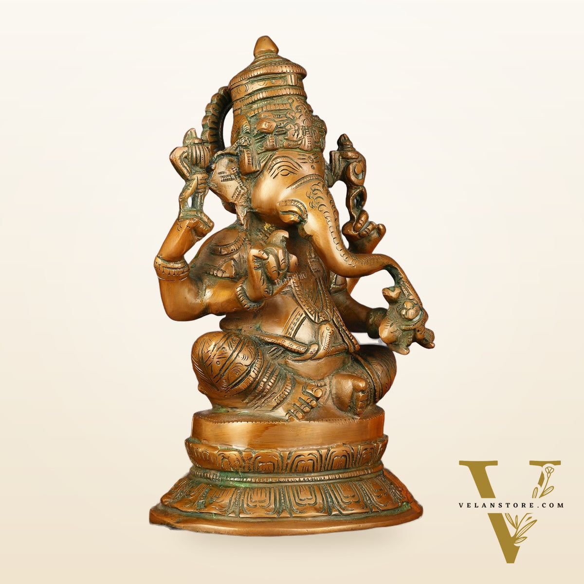 Superfine Brass Ganesha Idol Statue Murti - 12" Antique Bronze Finish