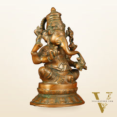 Superfine Brass Ganesha Idol Statue Murti - 12" Antique Bronze Finish