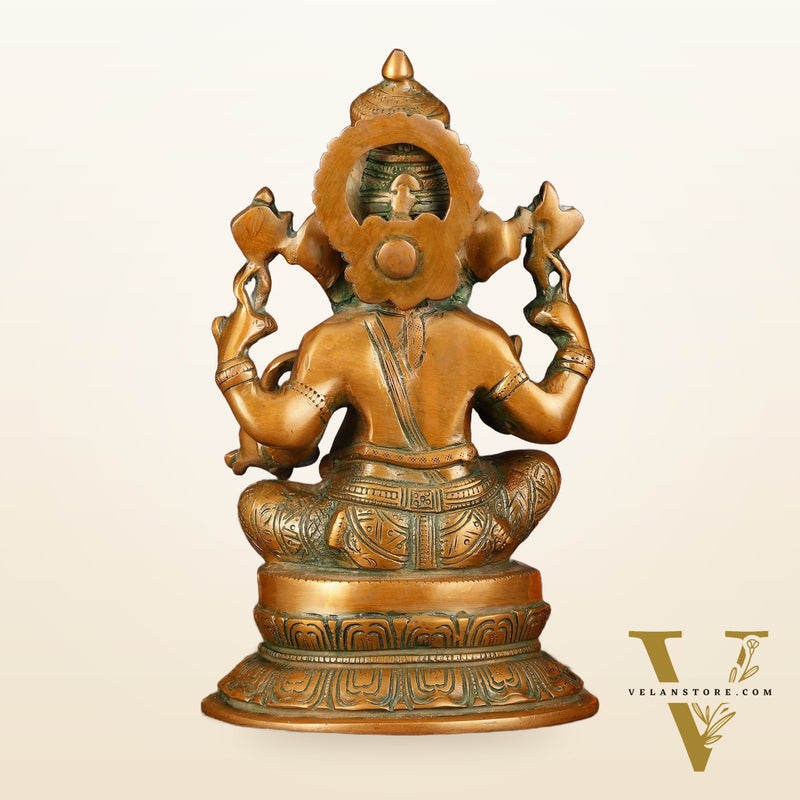 Superfine Brass Ganesha Idol Statue Murti - 12" Antique Bronze Finish