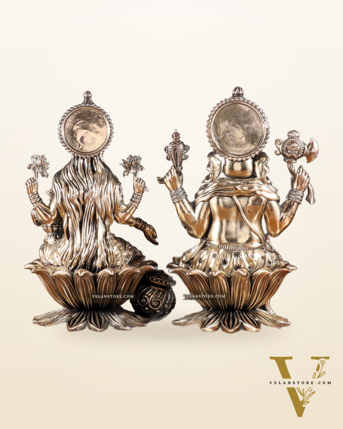 Superfine Brass Ganesha Lakshmi Idol Set – 10 Inch