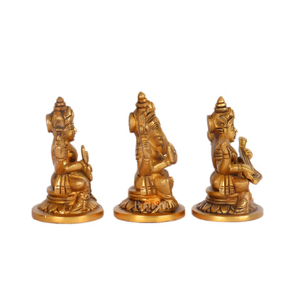 Superfine Brass Ganesha, Lakshmi, Saraswati Idols 3.5 "
