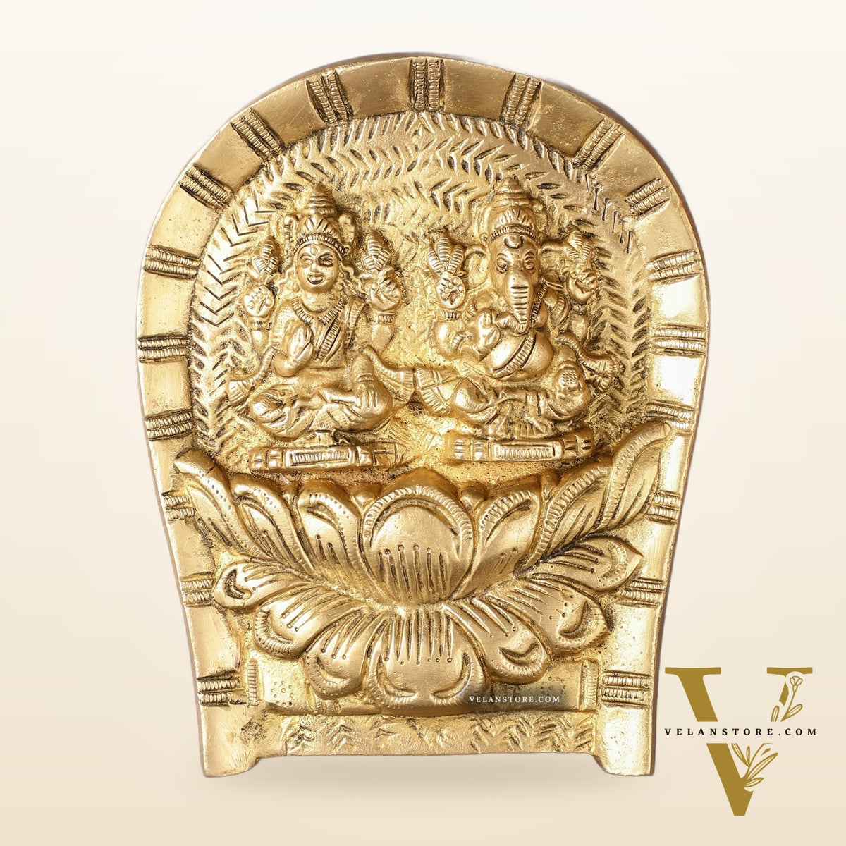 Superfine Brass Ganesha Lakshmi Wall Hanging - 7 inch