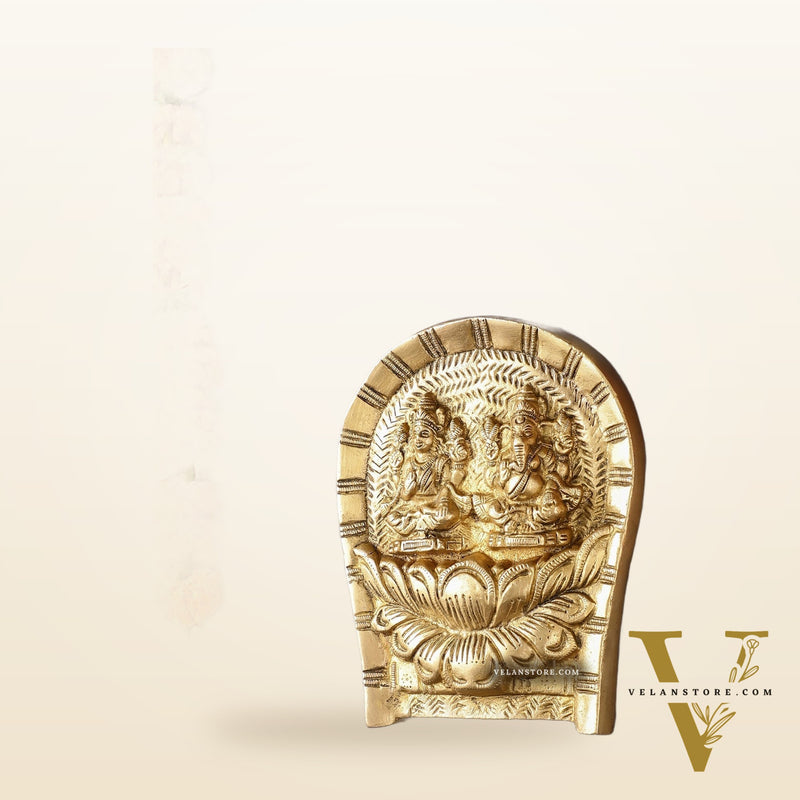 Superfine Brass Ganesha Lakshmi Wall Hanging - 7 inch