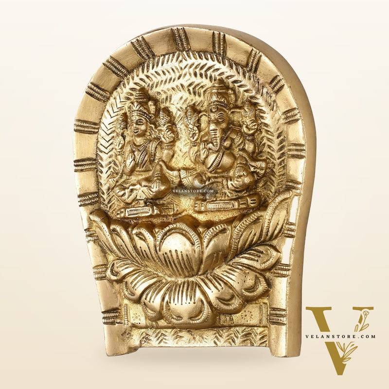 Superfine Brass Ganesha Lakshmi Wall Hanging - 7 inch