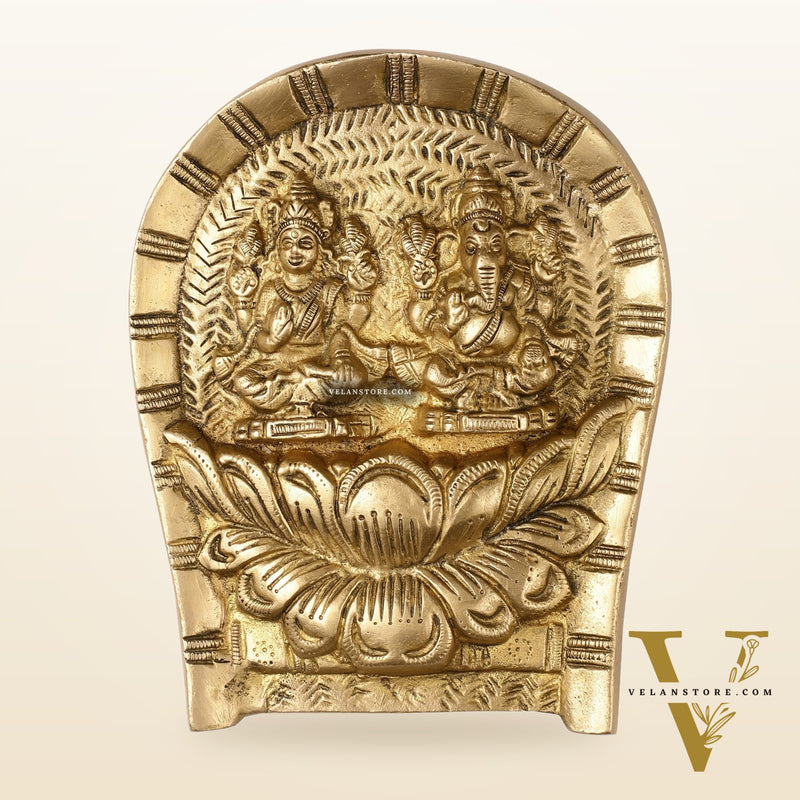 Superfine Brass Ganesha Lakshmi Wall Hanging - 7 inch