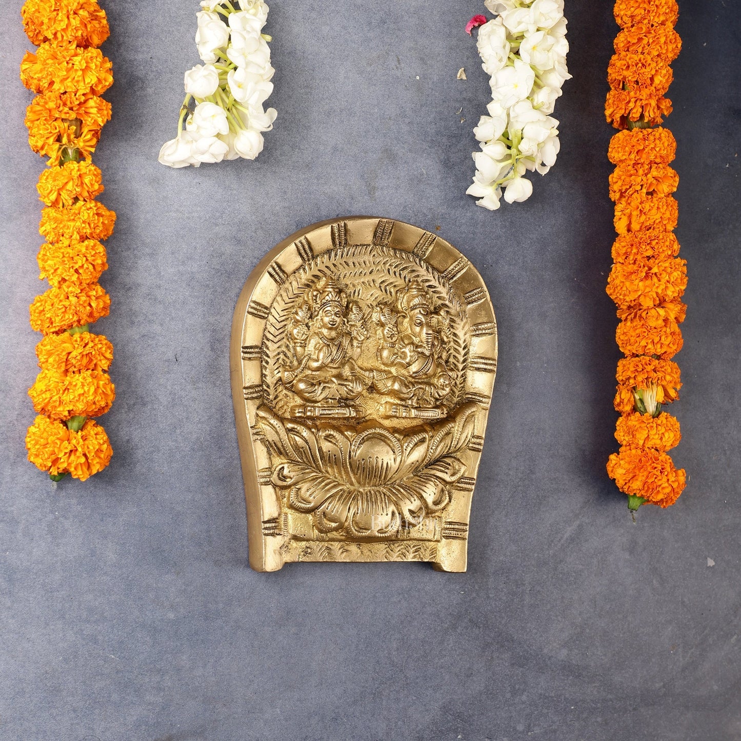 Superfine Brass Ganesha Lakshmi Wall Hanging - 7 inch