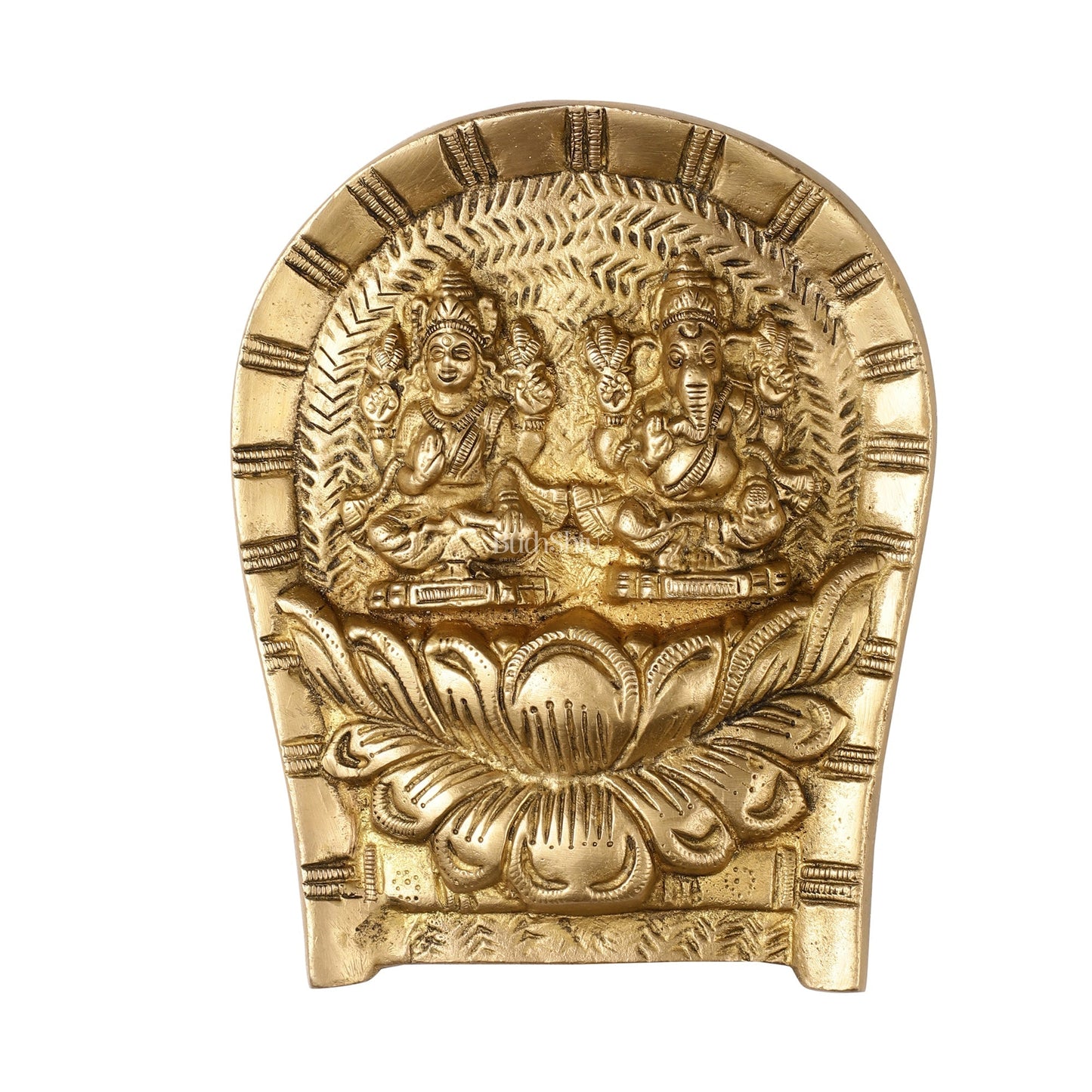 Superfine Brass Ganesha Lakshmi Wall Hanging - 7 inch