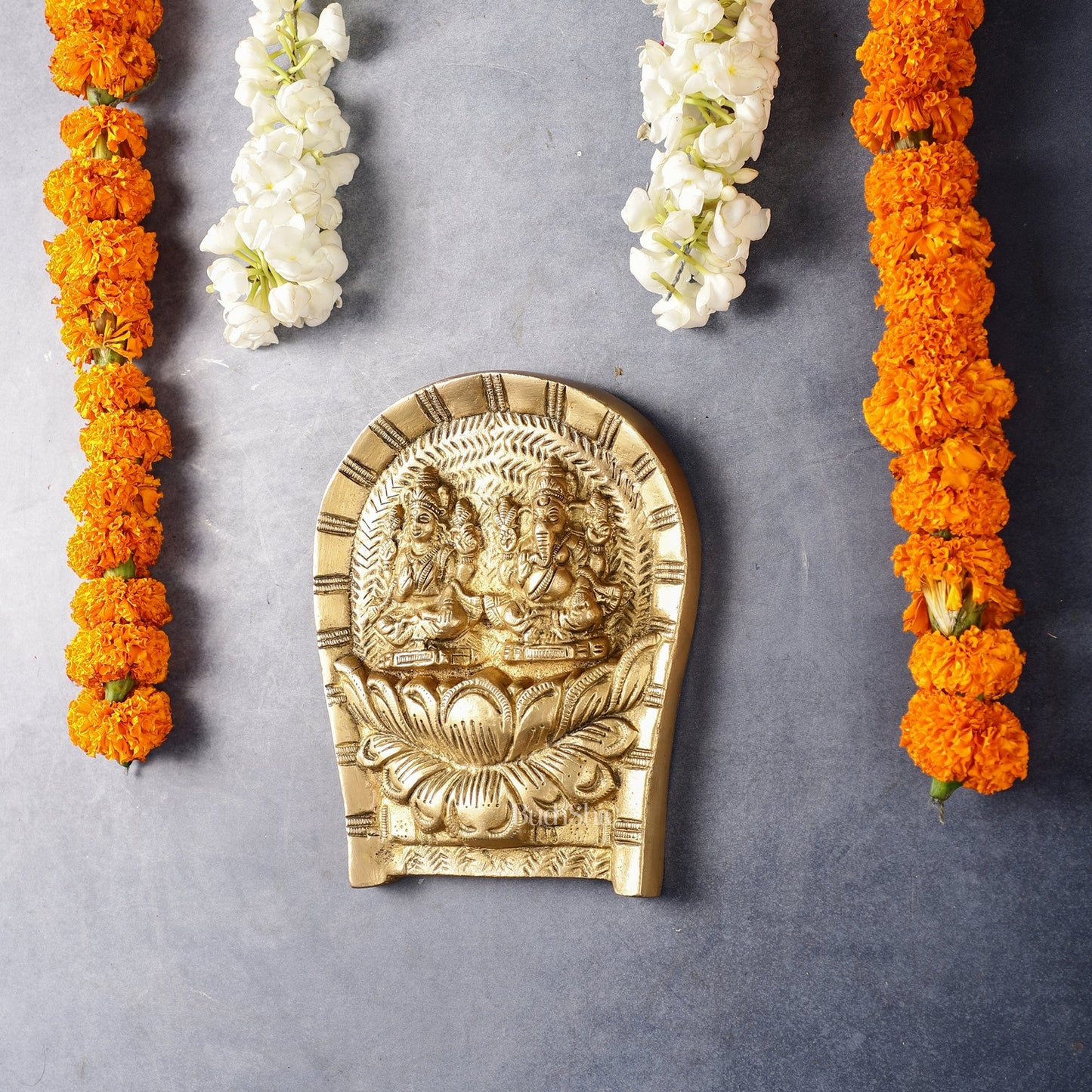 Superfine Brass Ganesha Lakshmi Wall Hanging - 7 inch