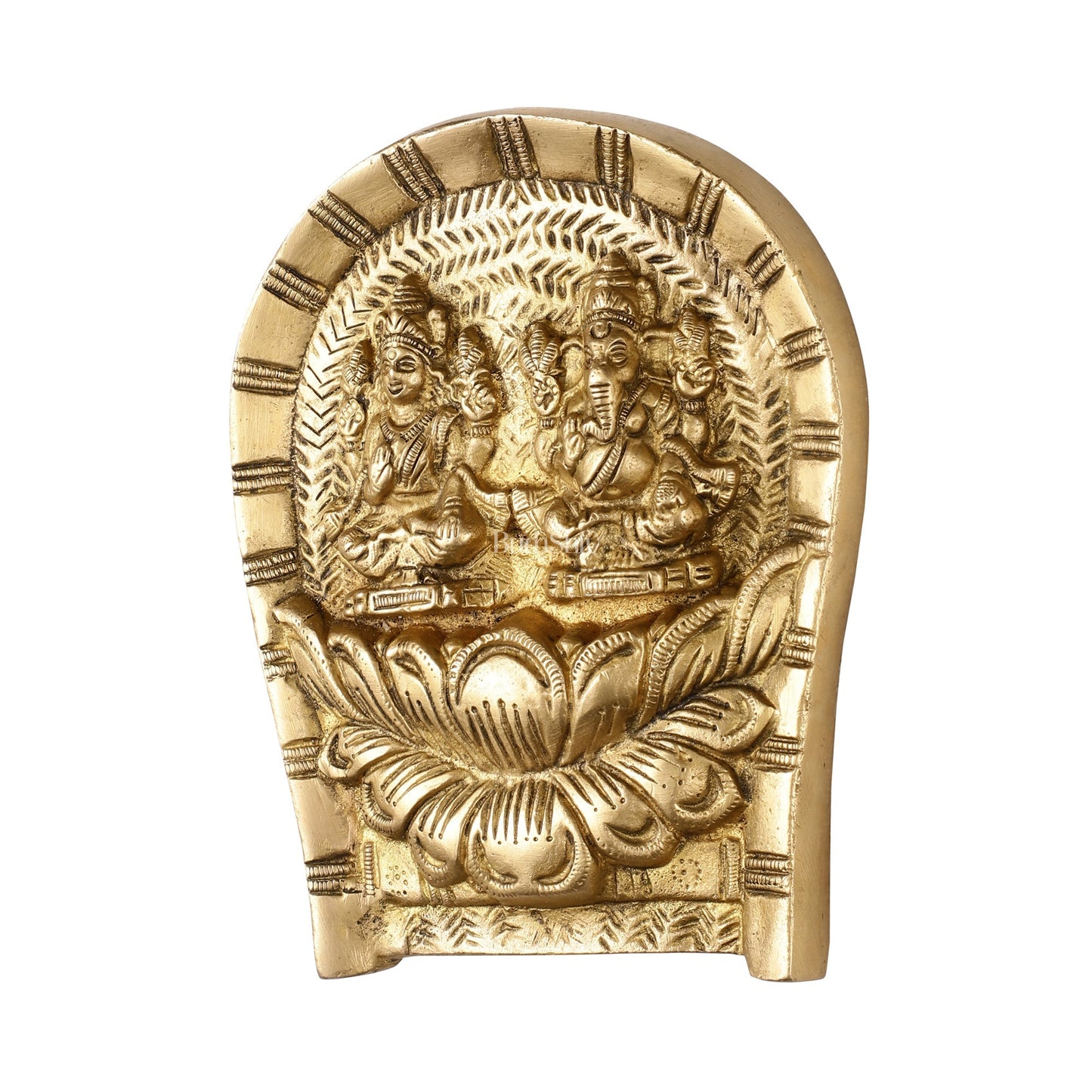 Superfine Brass Ganesha Lakshmi Wall Hanging - 7 inch