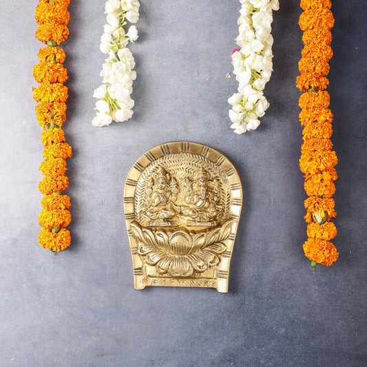 Superfine Brass Ganesha Lakshmi Wall Hanging - 7 inch