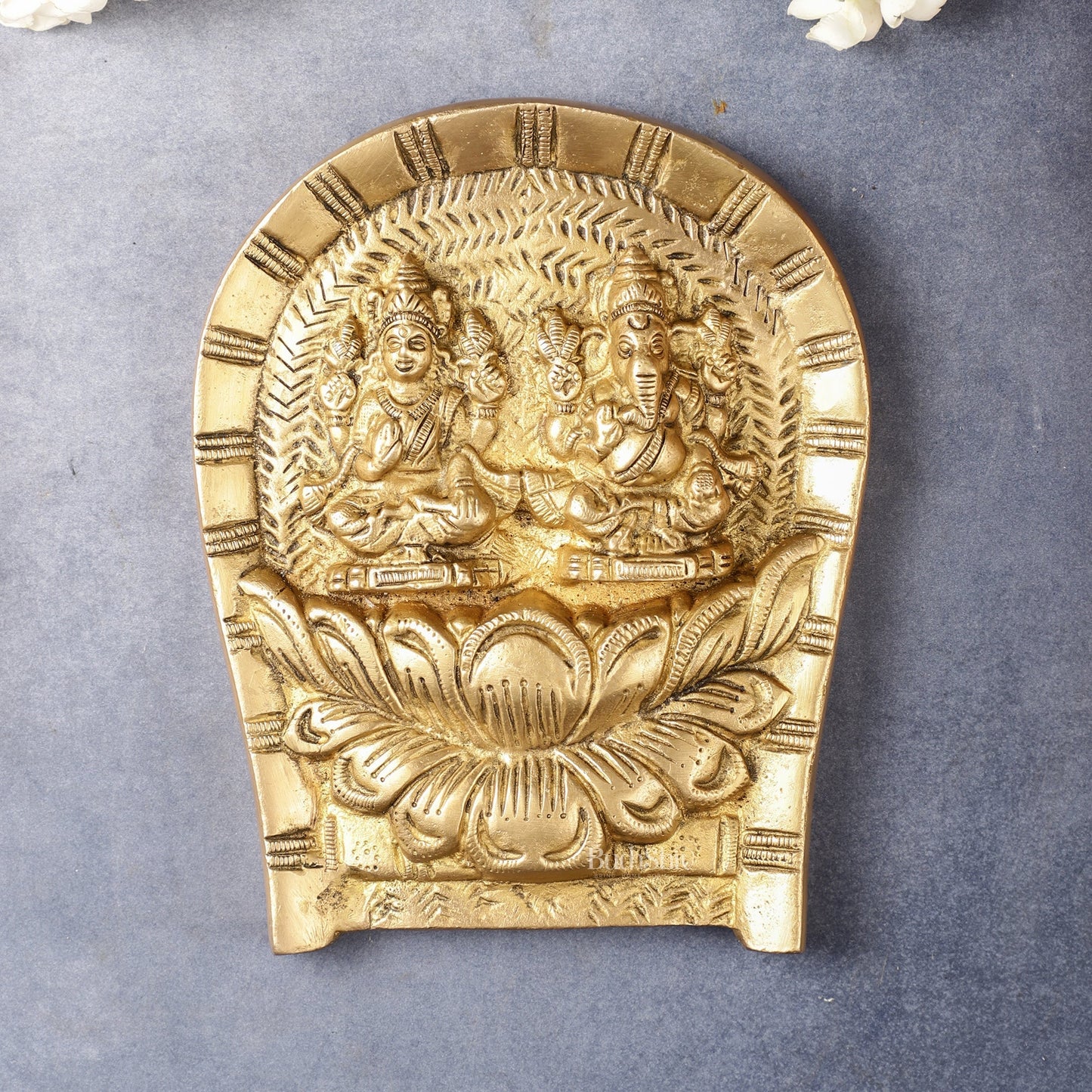 Superfine Brass Ganesha Lakshmi Wall Hanging - 7 inch