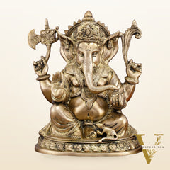 Superfine Brass Ganesha Statue - 12" Divine Blessings