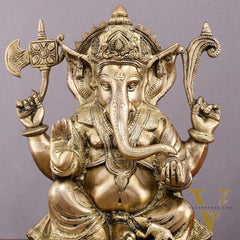 Superfine Brass Ganesha Statue - 12" Divine Blessings