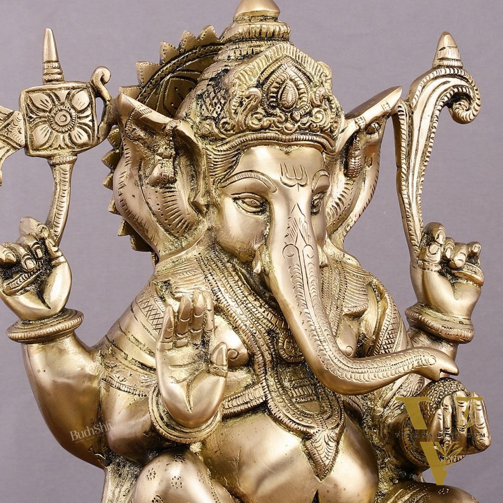 Superfine Brass Ganesha Statue - 12" Divine Blessings