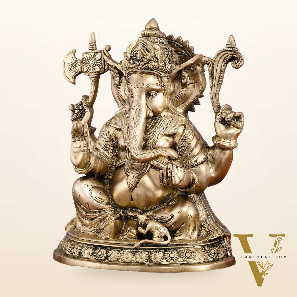 Superfine Brass Ganesha Statue - 12" Divine Blessings