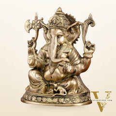 Superfine Brass Ganesha Statue - 12" Divine Blessings