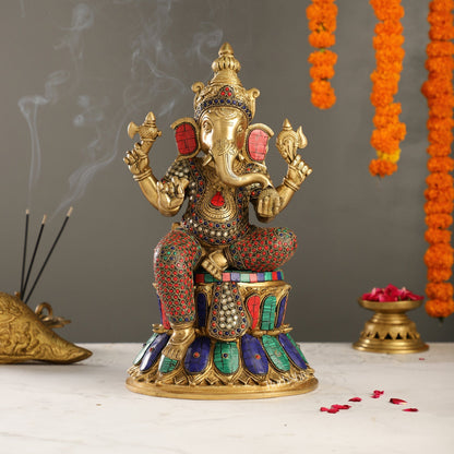 Superfine Brass Ganesha Statue 15 inch
