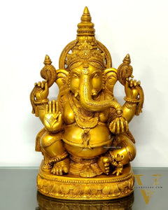 Superfine Brass Ganesha Statue - 20" Tall, 23kg