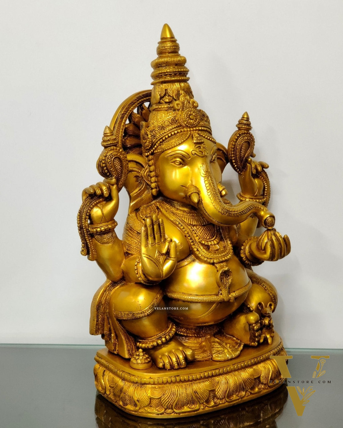 Superfine Brass Ganesha Statue - 20" Tall, 23kg