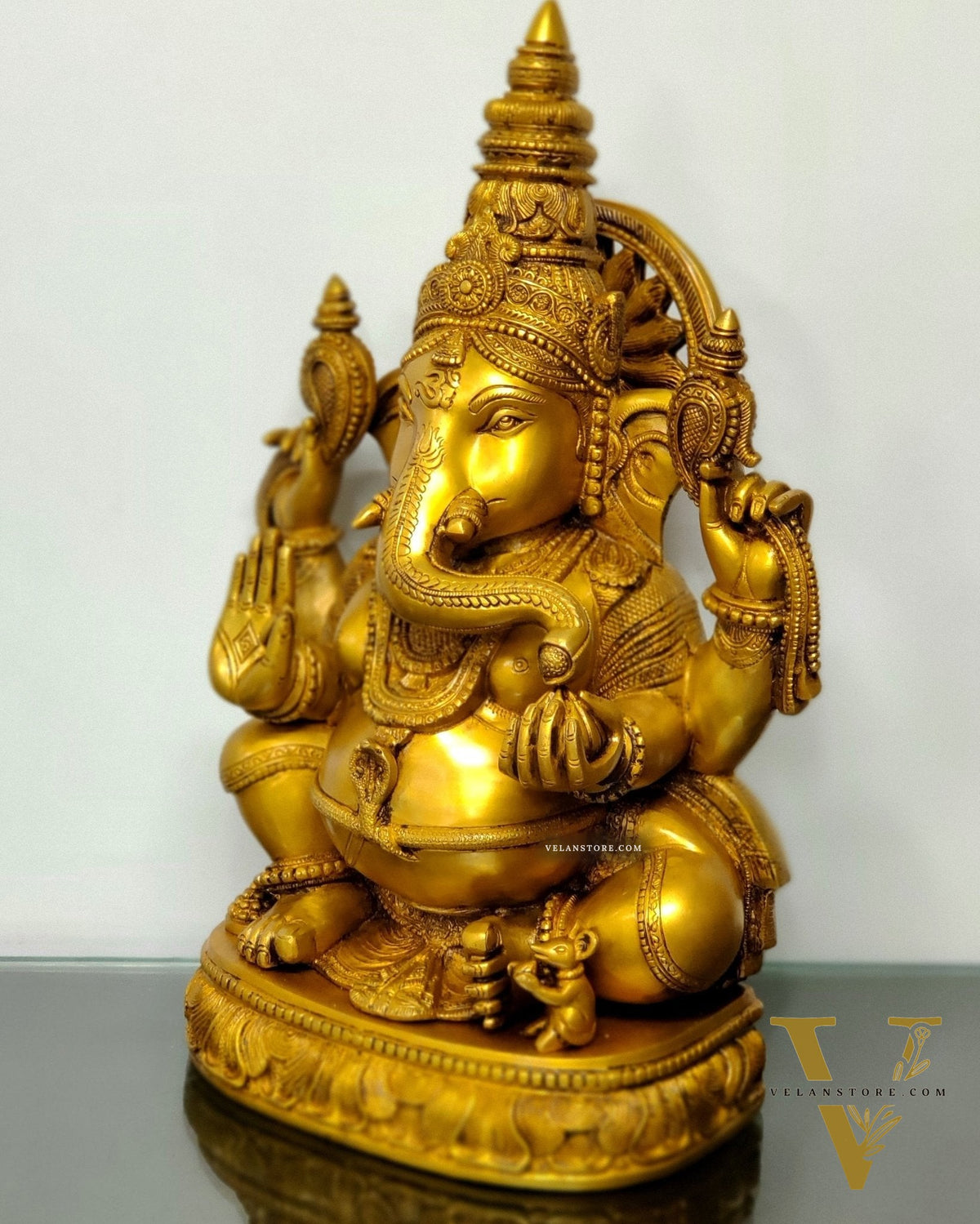 Superfine Brass Ganesha Statue - 20" Tall, 23kg