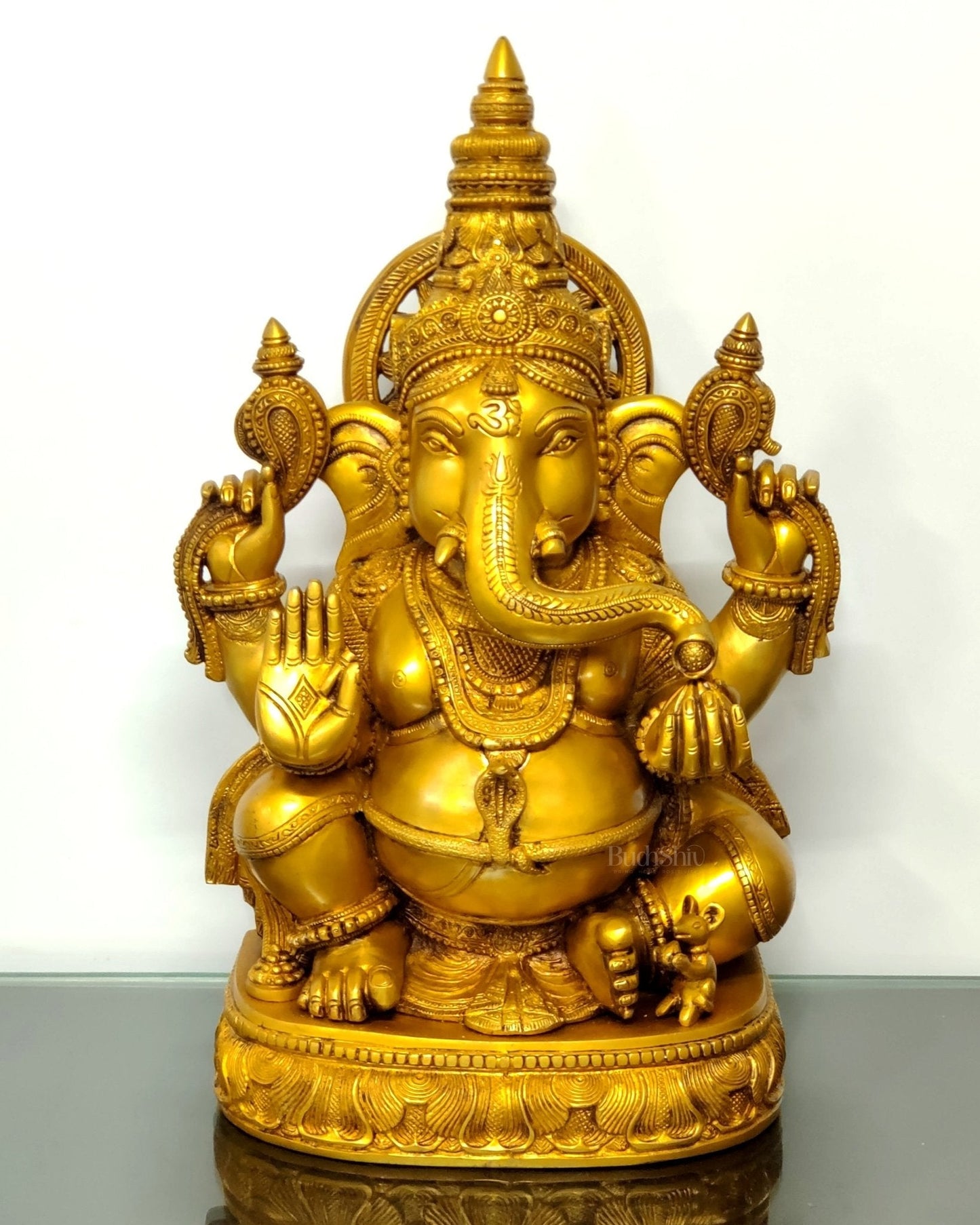Superfine Brass Ganesha Statue - 20" Tall, 23kg