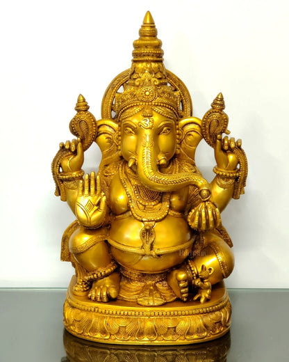 Superfine Brass Ganesha Statue - 20" Tall, 23kg