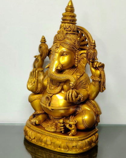 Superfine Brass Ganesha Statue - 20" Tall, 23kg