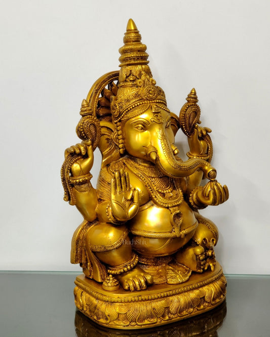 Superfine Brass Ganesha Statue - 20" Tall, 23kg