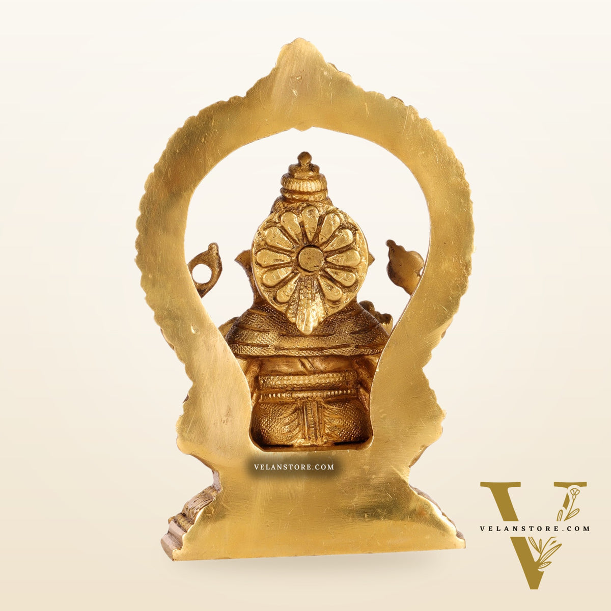Superfine Brass Ganesha Statue with Prabhavali Frame - 5 inches