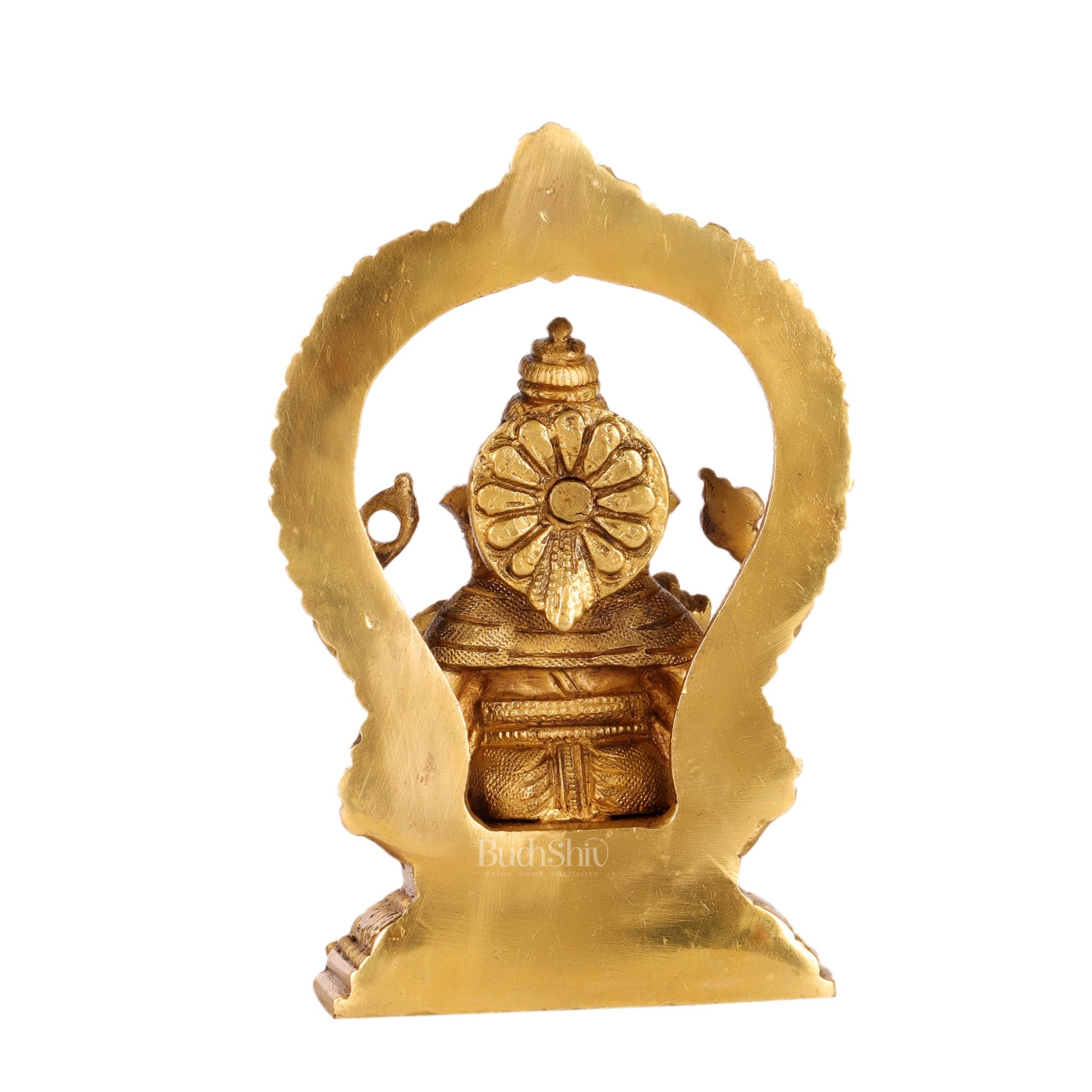 Superfine Brass Ganesha Statue with Prabhavali Frame - 5 inches