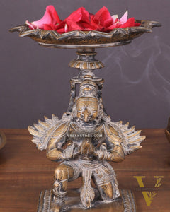 Superfine Brass Garuda Aasan Lamp - rustic tone - 6.5" Tall