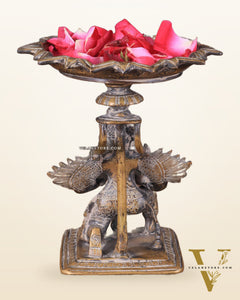 Superfine Brass Garuda Aasan Lamp - rustic tone - 6.5" Tall